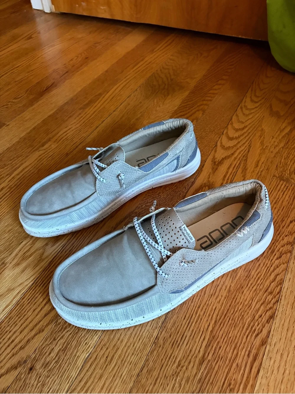 Hey Dude Men's Slip-On Loafer in Taupe with White Sole